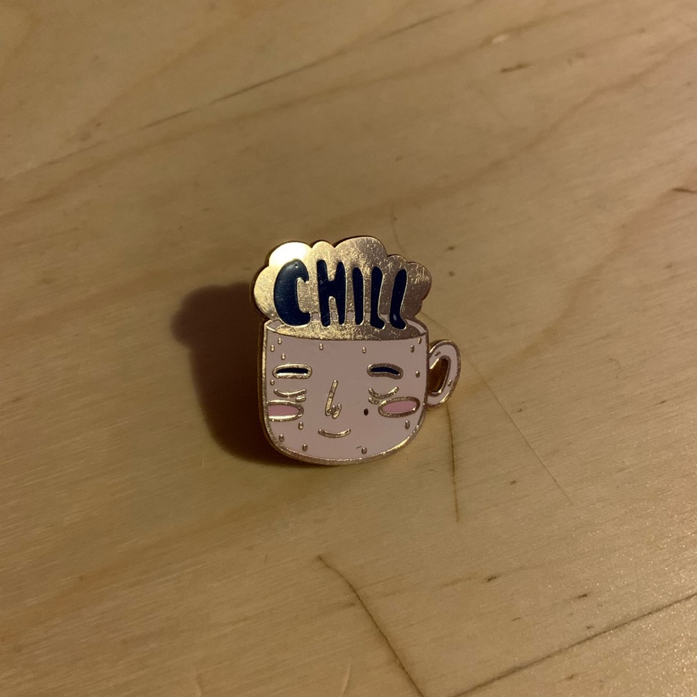 Cute teacup enamel pin “CHILL”